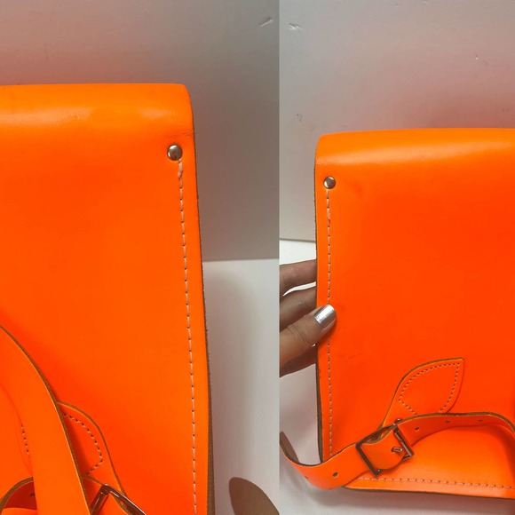 THE CAMBRIDGE SATCHEL COMPANY Neon Leather Backpack in Orange - Picture 10 of 14